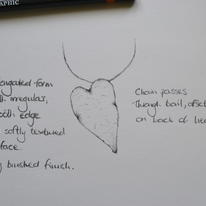 Sarah's silver heart necklace commission, design stage