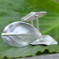 Handmade silver lilac leaf cufflinks