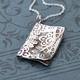 Handmade silver book necklace