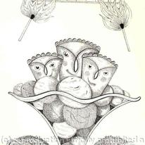 PUDDINGS IN A PANIC - FIRE AND ICE  Book Illustration