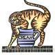 CREAM CAT GINGER | | 15 x 15cm | Lino cut hand coloured CREAM CAT GINGER